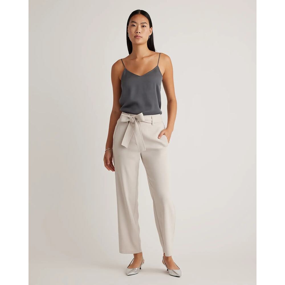 Quince Women’s 4 Stretch Crepe Paperbag Pants Office Career Minimalist Cream